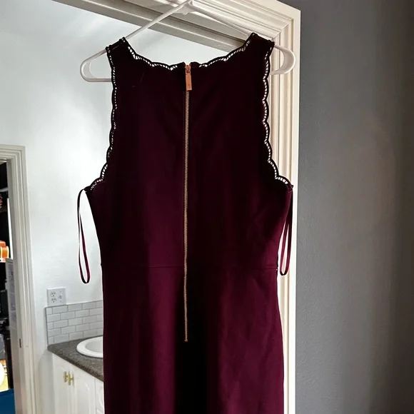 burgundy scalloped dress Red Cord Scallop Trim Pinafore Mini Dress